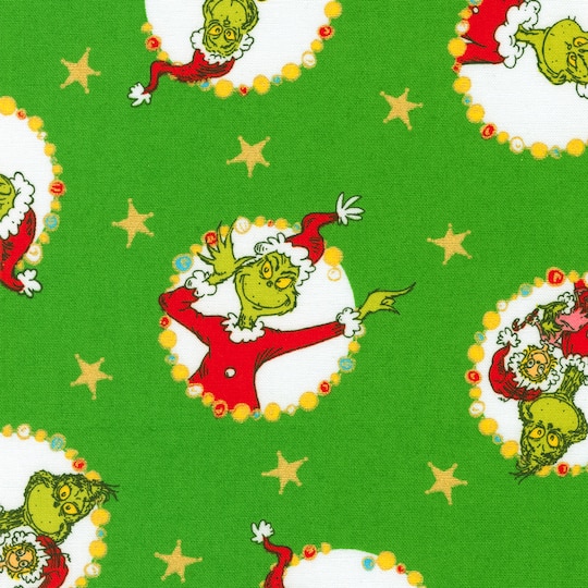 How the Grinch Stole Xmas™ Green Toss Cotton Quilting Fabric
